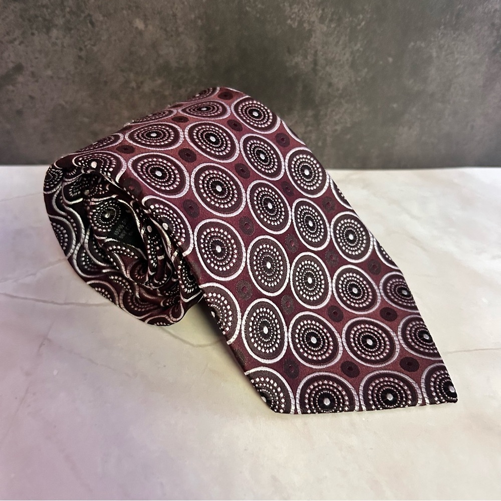 Campia Moda Silk Maroon Circular Pattern 58” Tie